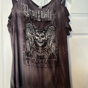 Women's Black Graphic Top